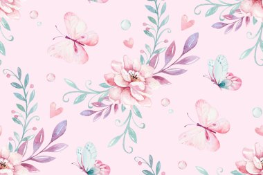 Beyaz arka planda şirin peri karakteri suluboya çizimi. Sihirli fantezi çizgi film pembe peri masalı tasarımı. Bebek doğum günü