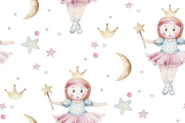 Bebek partisi çocuğu Swanfloral suluboya kız kusursuz desenli kelebek çizgi film elementleri. Bebek pembe elbisesi ve bebek botlarının doğum günü illüstrasyonları. Yeni doğan gökkuşağı partisi daveti