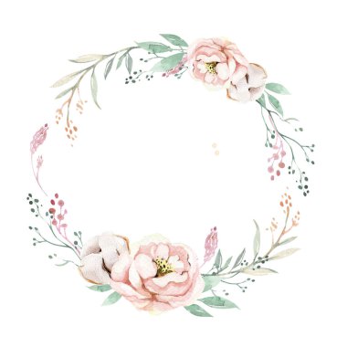 Yaprakları, dalları ve tüyleri olan Paskalya suluboya çizgi film tavşanları. İndigo suluboya tavşan bayramı resmi klasik boho tarzında. tavşan kartı..