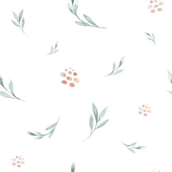 Hand drawing seamless watercolor floral patterns with rose, green leaves, branches and flowers. Bohemian wallpaper gold pink pattern prorea. Background for greeting wedding card. — 스톡 사진