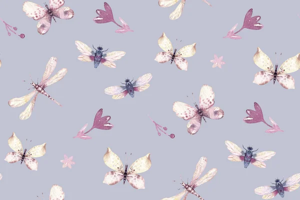 水彩斑斓的蝴蝶 在白色的背景上被隔离 粉色和红色蝴蝶春插图 — 图库照片