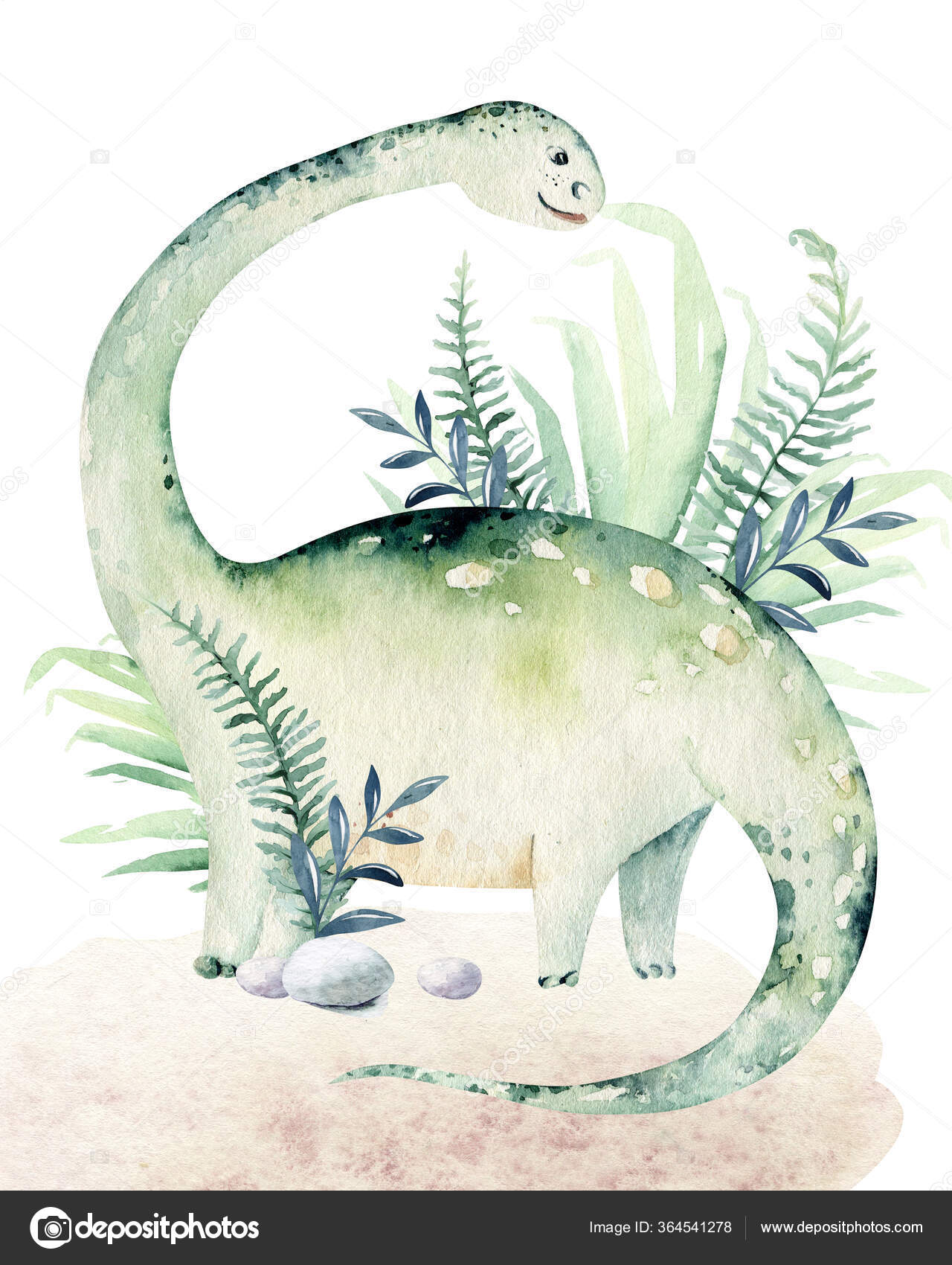 Cute Cartoon Baby Dinosaurs Collection Watercolor Illustration Hand Painted  Dino Stock Photo by ©mykef 364541278