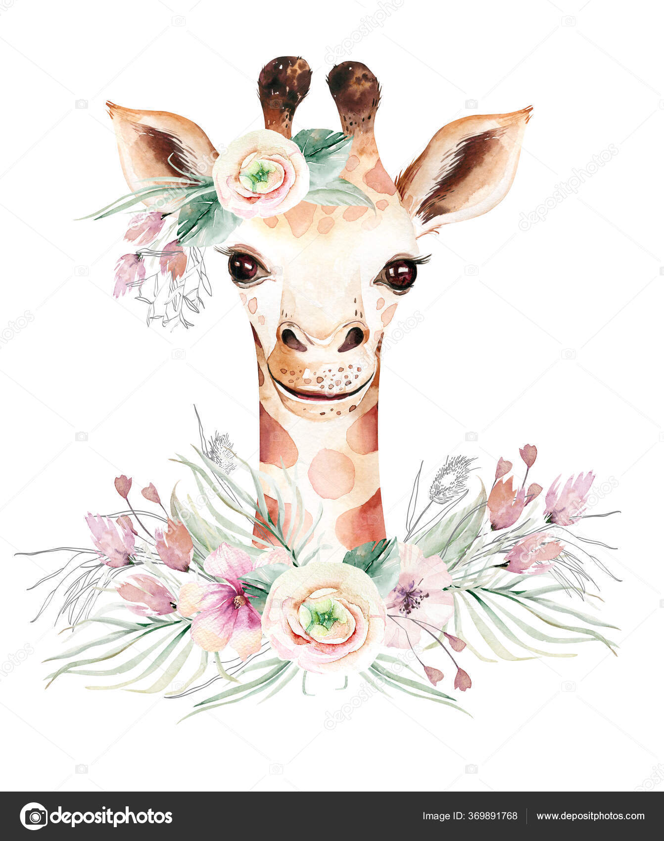 Cartel Moda Con Una Jirafa Acuarela Dibujos Animados Jirafa Sabana  Ilustración de archivo de ©mykef #369891768, image size:1342x1700