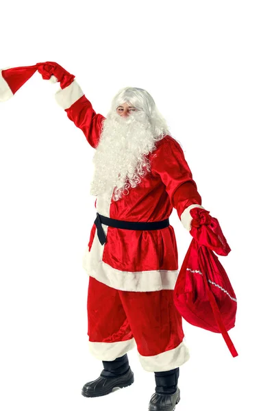 Santa claus isolado em branco. — Fotografia de Stock