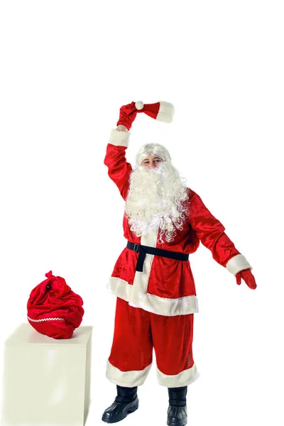 Santa claus isolado em branco. — Fotografia de Stock