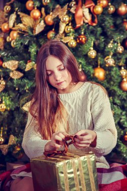 hediye ile güzel kız.