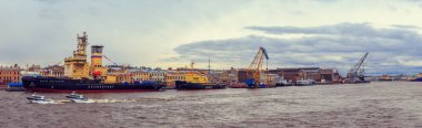 Festival of icebreakers on the Neva River. clipart
