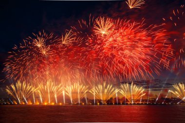 Colorful fireworks in St. Petersburg. clipart