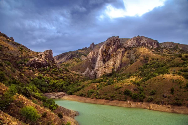 Amazing landscape with a mountain lake.