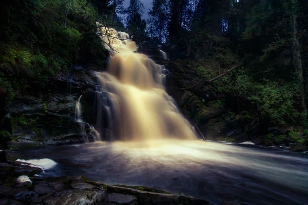 Hermosa cascada en bosque salvaje . — Foto de Stock