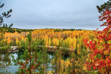 Terk edilmiş mermer Kanyon. Harika sonbahar manzara.