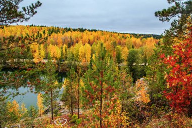 Terk edilmiş mermer Kanyon. Harika sonbahar manzara.