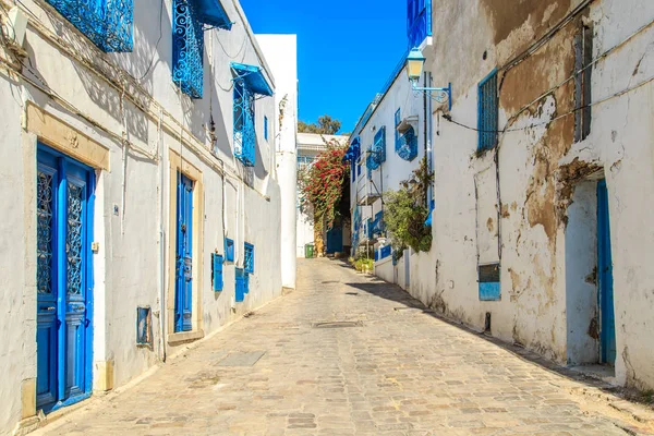 Fehér-kék város Sidi Bou Said, Tunézia. — Stock Fotó