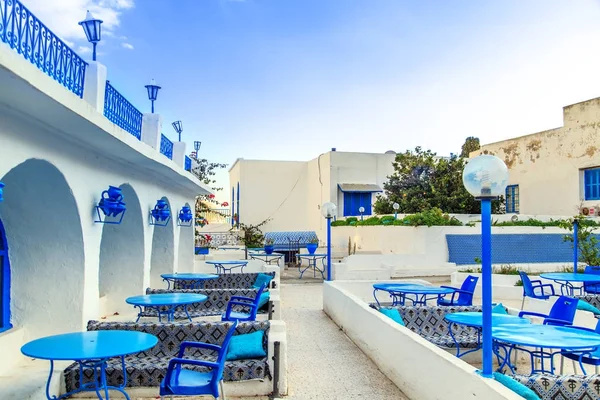 Slavné kavárny v Sidi Bou Said, Tunisko. — Stock fotografie