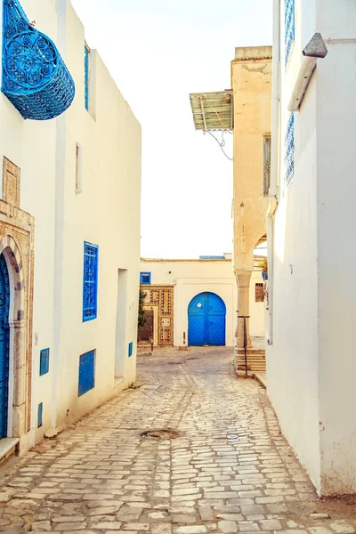 Fehér-kék város Sidi Bou Said, Tunézia. — Stock Fotó