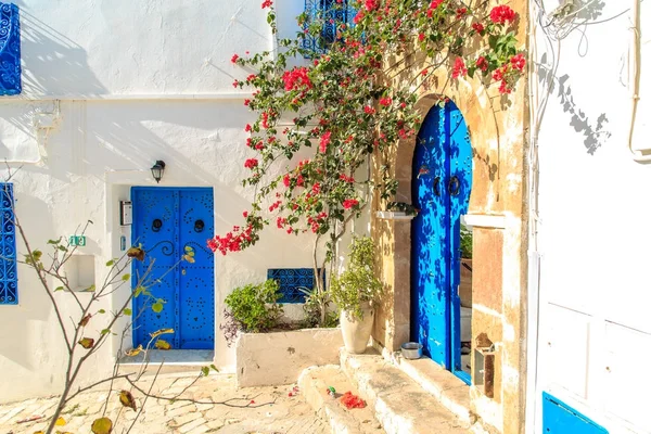 Fehér-kék város Sidi Bou Said, Tunézia. — Stock Fotó