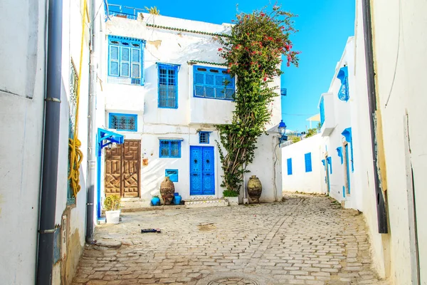 Cidade azul-branca de Sidi Bou Said, Tunísia . — Fotografia de Stock