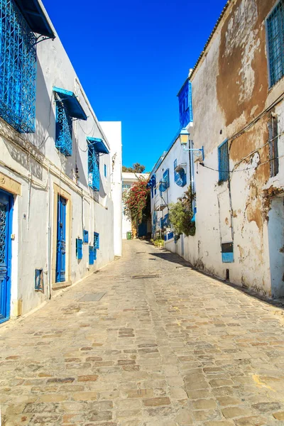 Fehér-kék város Sidi Bou Said, Tunézia. — Stock Fotó