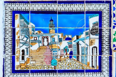 Şehir Sidi Bou Said Tunus kutunun üzerinde gösterir.