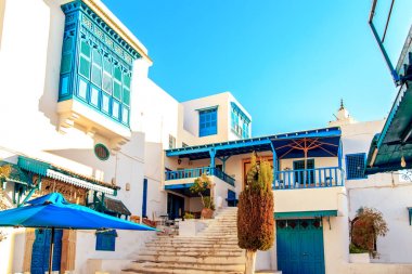 Beyaz-mavi şehir, Sidi Bou Said, Tunus. 