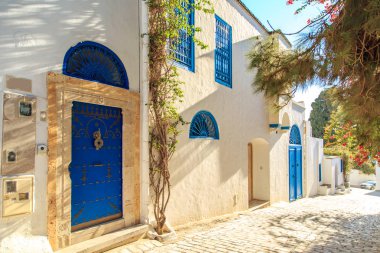 Beyaz-mavi şehir, Sidi Bou Said, Tunus. 