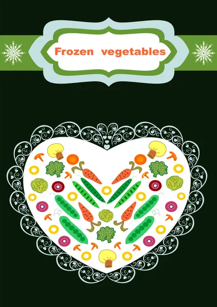 Frozen vegetables packaging design vector illustration — Stock Vector