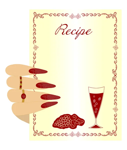 Hand holds sheet to record the recipe wine — Stock Vector
