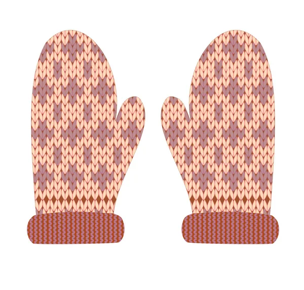 Knitted winter mittens vector illustration — Stock Vector