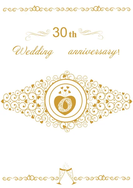30º aniversario de la boda Invitación hermoso vector editable il — Vector de stock