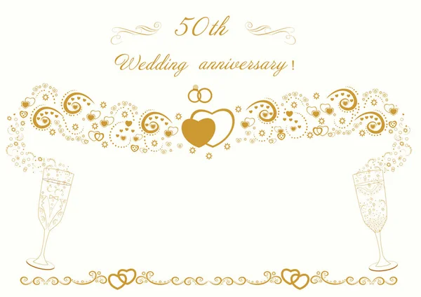 50 rocznica zaproszenia ślubne Wektory Stockowe bez tantiem