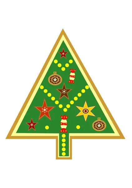 Weihnachtsbaum mit Dekorationen abstrakte Illustration — Stockvektor