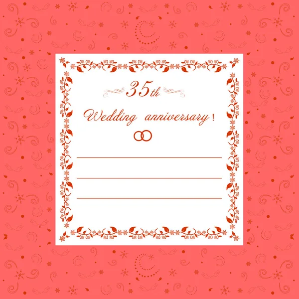 第 35 結婚記念日の招待状編集可能なベクトル図 — ストックベクタ