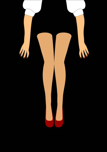 Hände und Beine des Mädchens auf schwarzem Hintergrund — Stockvektor
