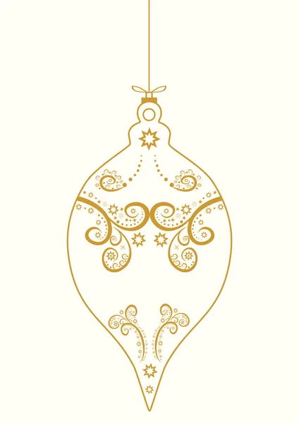 Festlig hälsningen god jul boll guld ornament hand dr — Stock vektor