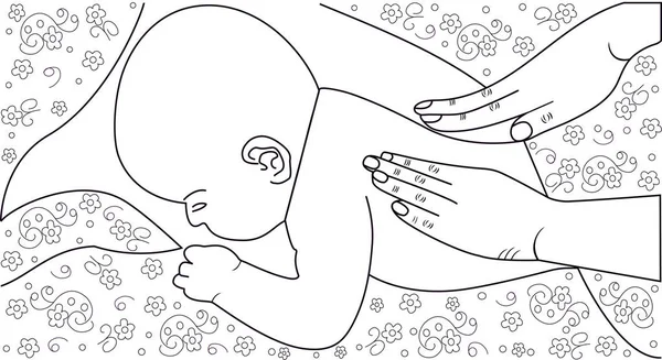 Ilustración del vector del masaje del bebé para su diseño . — Archivo Imágenes Vectoriales