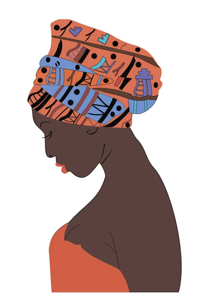 The beautiful girl with dark skin with a turban on his head. — Stock Vector