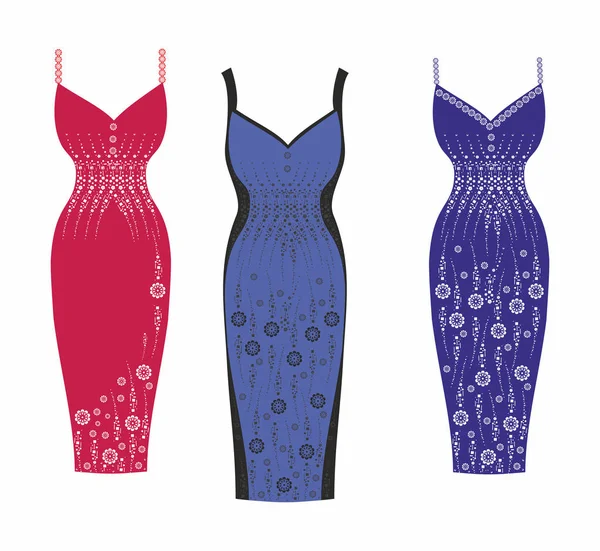 Eleganta klänningar för flickor. Fashion shopping. Vektorillustration — Stock vektor