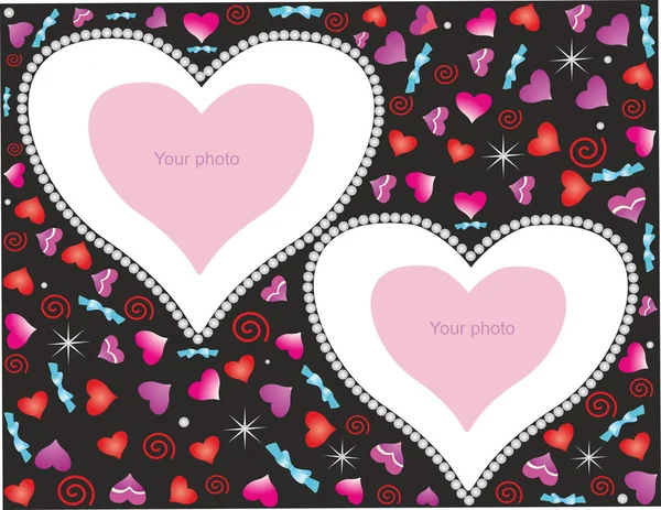 Romantic background with hearts for photo — Stock Vector