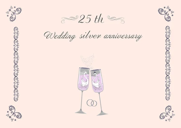 Düğün davetiye kartı beyaz arka plan vektör çizim 