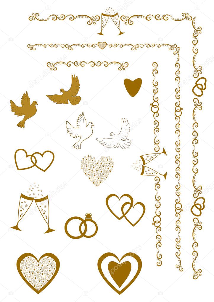 Wedding invitation design elements.Ornate elements for wedding decoration.Vector illustration