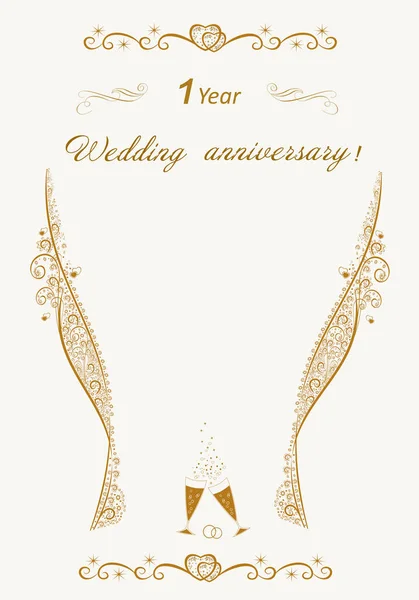 Evlilik yıldönümü davetiyesi 1 yıl. Altın desen 
