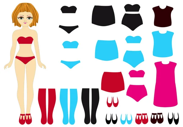 Giysi seti vektör görüntüsü ile kağıt bebek