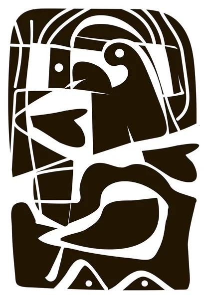 Arte abstracto líneas imagen dibujo blanco y negro — Vector de stock