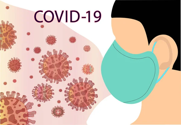  Salgın COVID 'e karşı koruyucu maskeli bir adam - 19. Soyut tasarım. Antivirüs konsepti. Poster için tasarım. Yazdır 