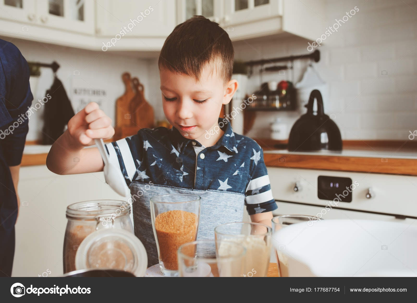 white kitchen kids