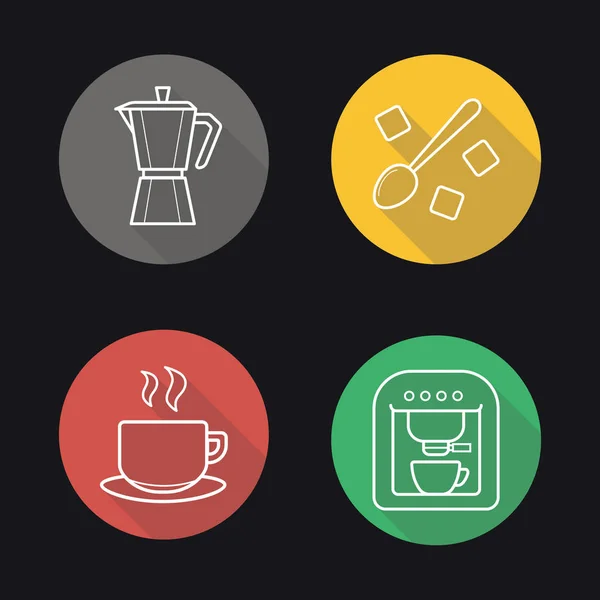 Coffee flat linear icons set — Stock Vector