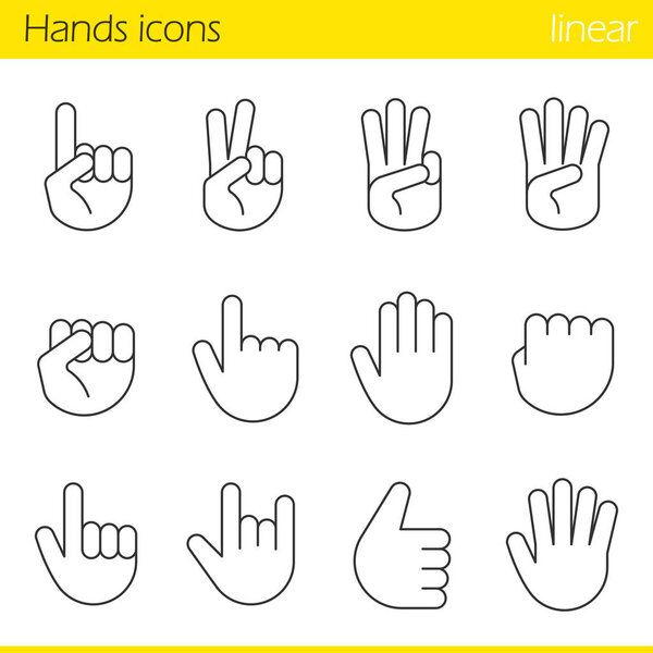 Hand gestures icons set