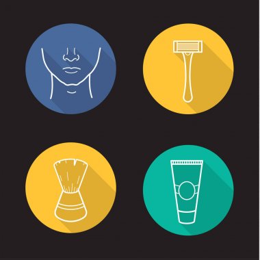 Tıraş düz doğrusal Icons set