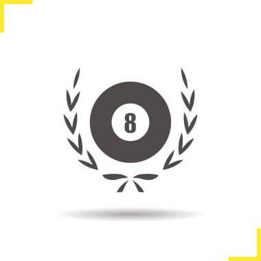 Eight ball in laurel wreath icon vector Eight ball in laurel wreath icon vector