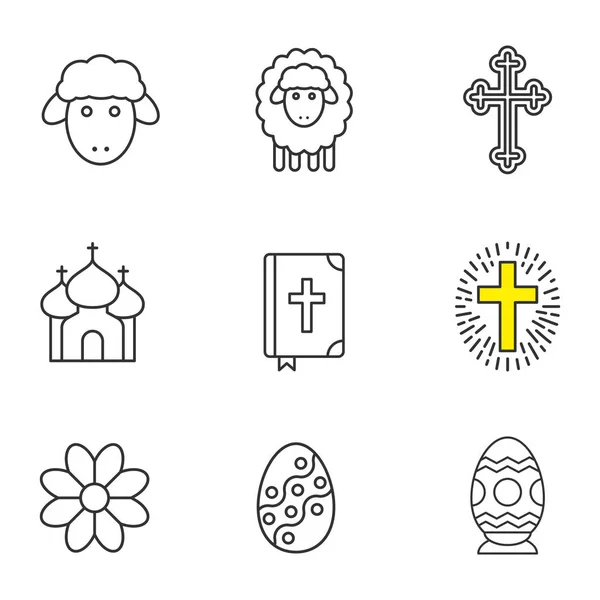 Conjunto de iconos lineales Pascua — Vector de stock